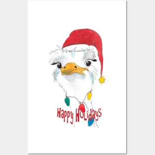 Christmas greetings from Ostrich, in watercolors Posters and Art